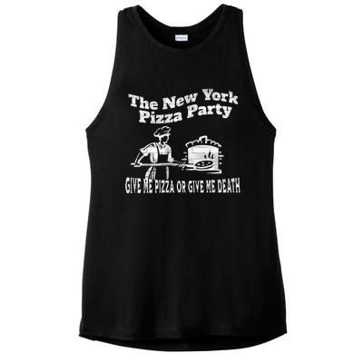 New York Pizza Party Give Me Pizza Give Me Death NYC Ovens Ladies PosiCharge Tri-Blend Wicking Tank