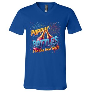 New Year Party Poppin Bottles For The New Year Celebration Gift V-Neck T-Shirt