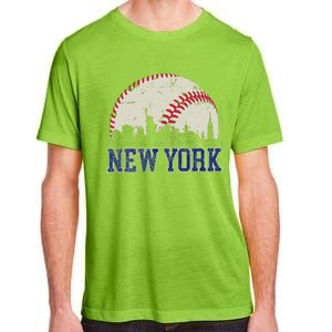 New York Retro Baseball Lover Met At Game Day Adult ChromaSoft Performance T-Shirt