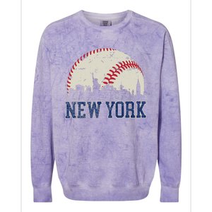 New York Retro Baseball Lover Met At Game Day Colorblast Crewneck Sweatshirt