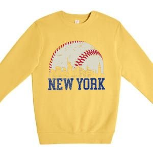 New York Retro Baseball Lover Met At Game Day Premium Crewneck Sweatshirt