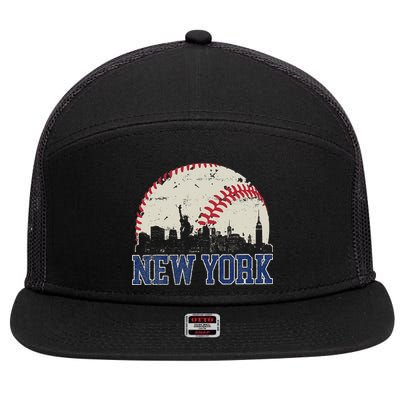 New York Retro Baseball Lover Met At Game Day 7 Panel Mesh Trucker Snapback Hat