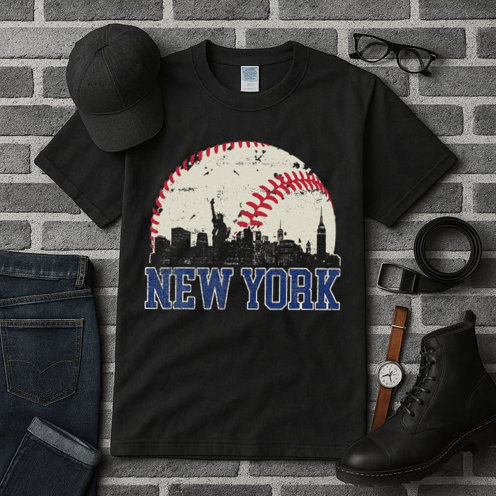 New York Retro Baseball Lover Met At Game Day Tall T-Shirt