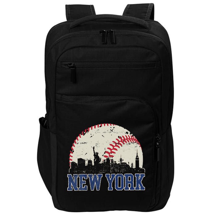 New York Retro Baseball Lover Met At Game Day Impact Tech Backpack