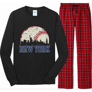 New York Retro Baseball Lover Met At Game Day Long Sleeve Pajama Set