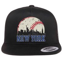 New York Retro Baseball Lover Met At Game Day Flat Bill Trucker Hat