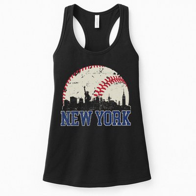 New York Retro Baseball Lover Met At Game Day Womens Tank Top