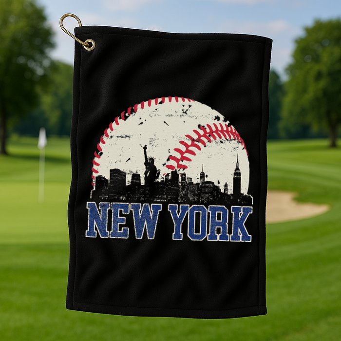 New York Retro Baseball Lover Met At Game Day Golf Towel