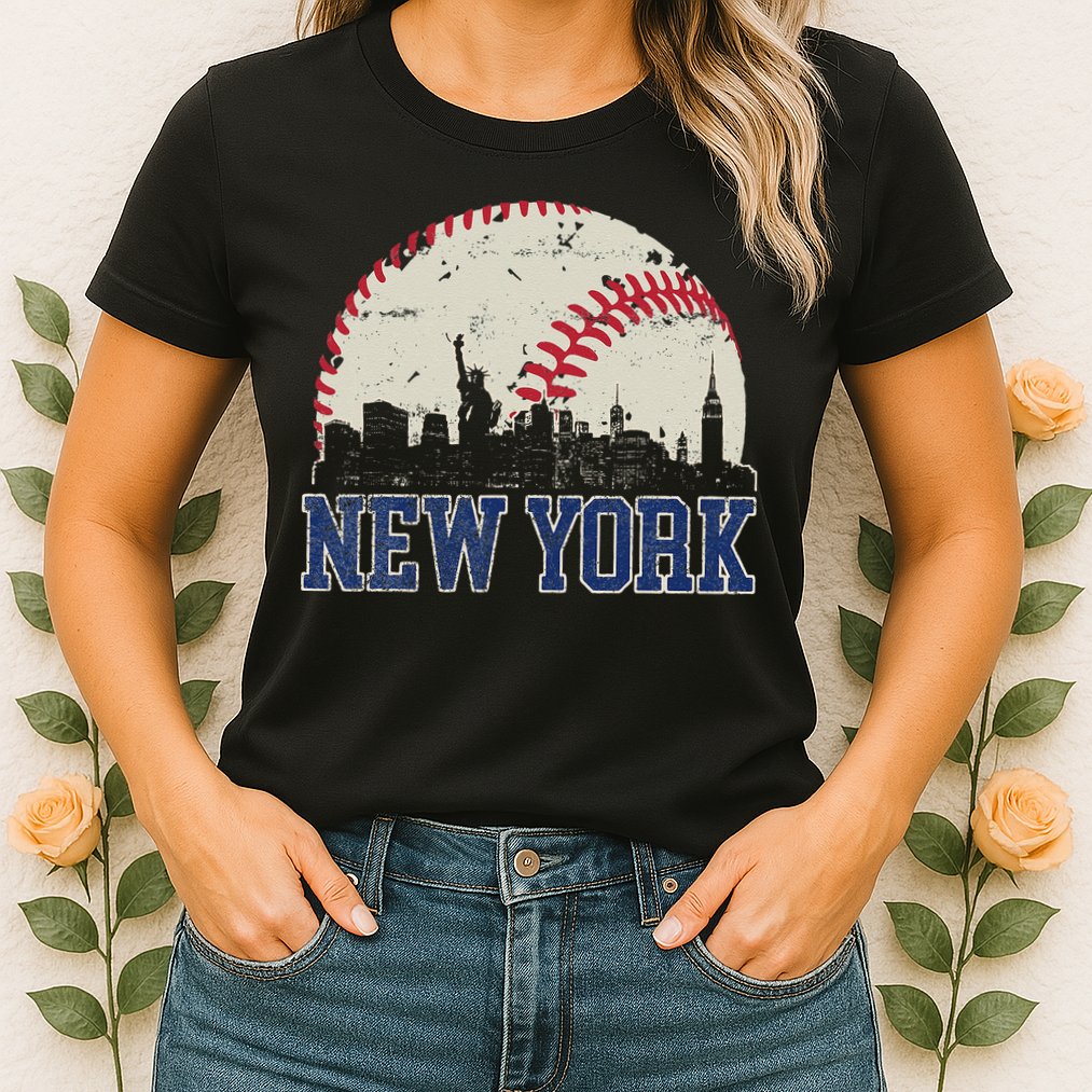 New York Retro Baseball Lover Met At Game Day Womens T-Shirt