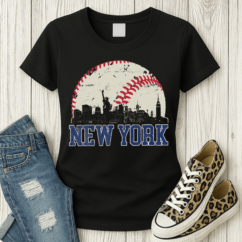 New York Retro Baseball Lover Met At Game Day Womens T-Shirt