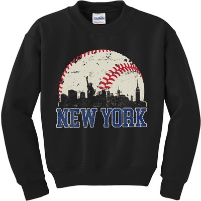 New York Retro Baseball Lover Met At Game Day Kids Sweatshirt
