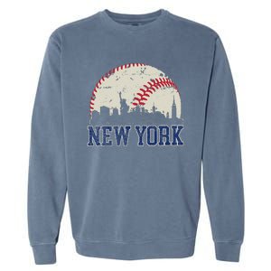 New York Retro Baseball Lover Met At Game Day Garment-Dyed Sweatshirt