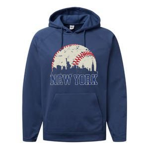 New York Retro Baseball Lover Met At Game Day Performance Fleece Hoodie