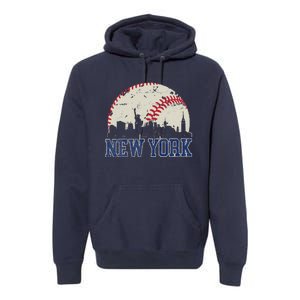 New York Retro Baseball Lover Met At Game Day Premium Hoodie