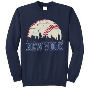 New York Retro Baseball Lover Met At Game Day Tall Sweatshirt