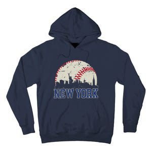 New York Retro Baseball Lover Met At Game Day Tall Hoodie