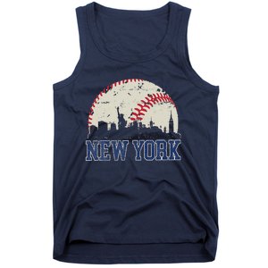 New York Retro Baseball Lover Met At Game Day Tank Top