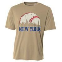 New York Retro Baseball Lover Met At Game Day Cooling Performance Crew T-Shirt