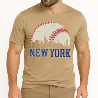 New York Retro Baseball Lover Met At Game Day Cooling Performance Crew T-Shirt