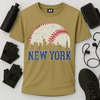 New York Retro Baseball Lover Met At Game Day Cooling Performance Crew T-Shirt