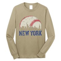 New York Retro Baseball Lover Met At Game Day Long Sleeve Shirt