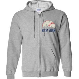 New York Retro Baseball Lover Met At Game Day Full Zip Hoodie