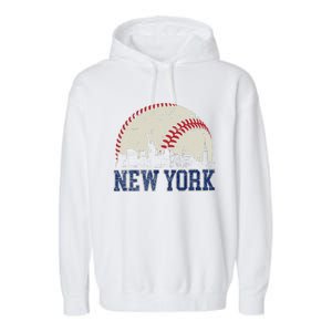 New York Retro Baseball Lover Met At Game Day Garment-Dyed Fleece Hoodie