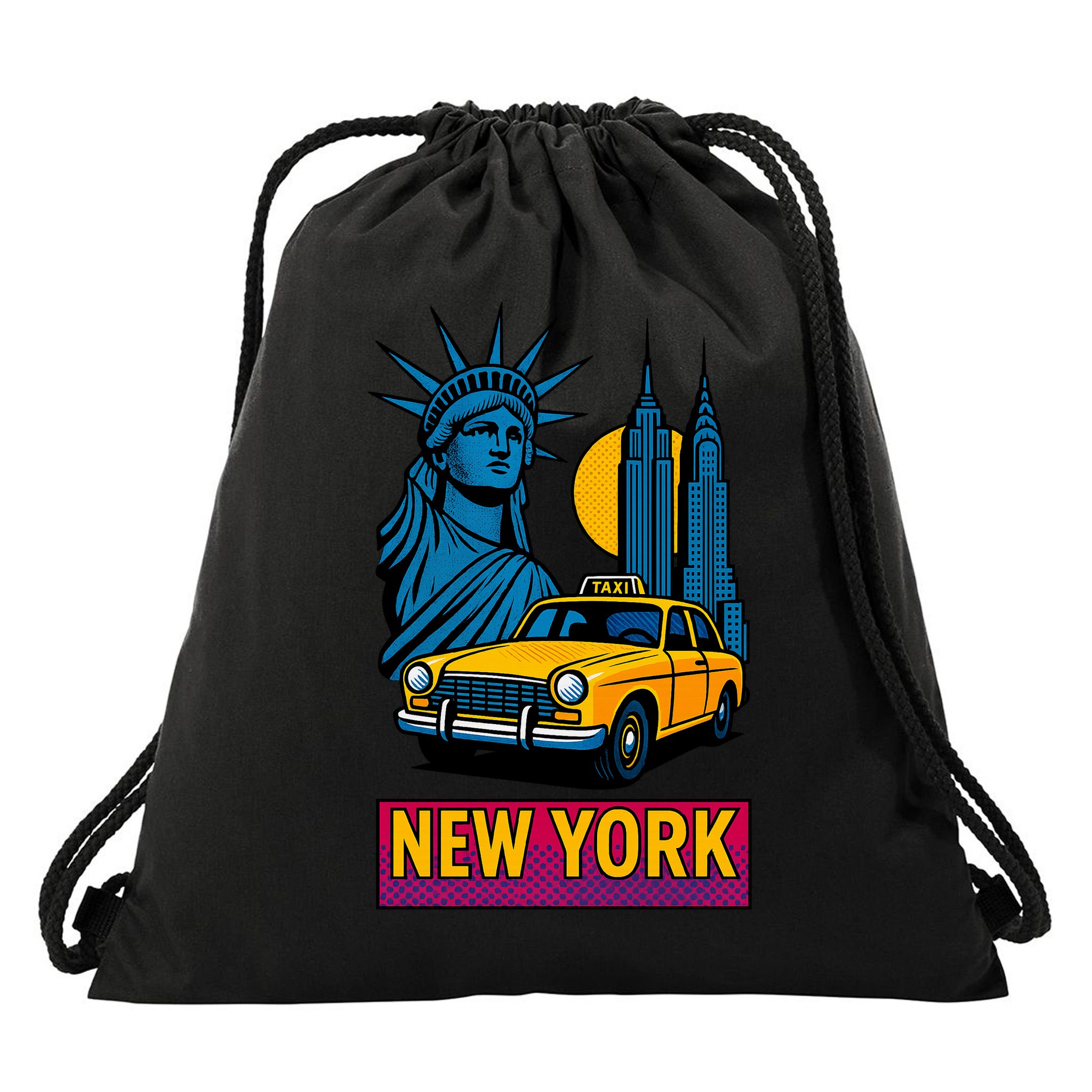 New York Retro Style Drawstring Bag