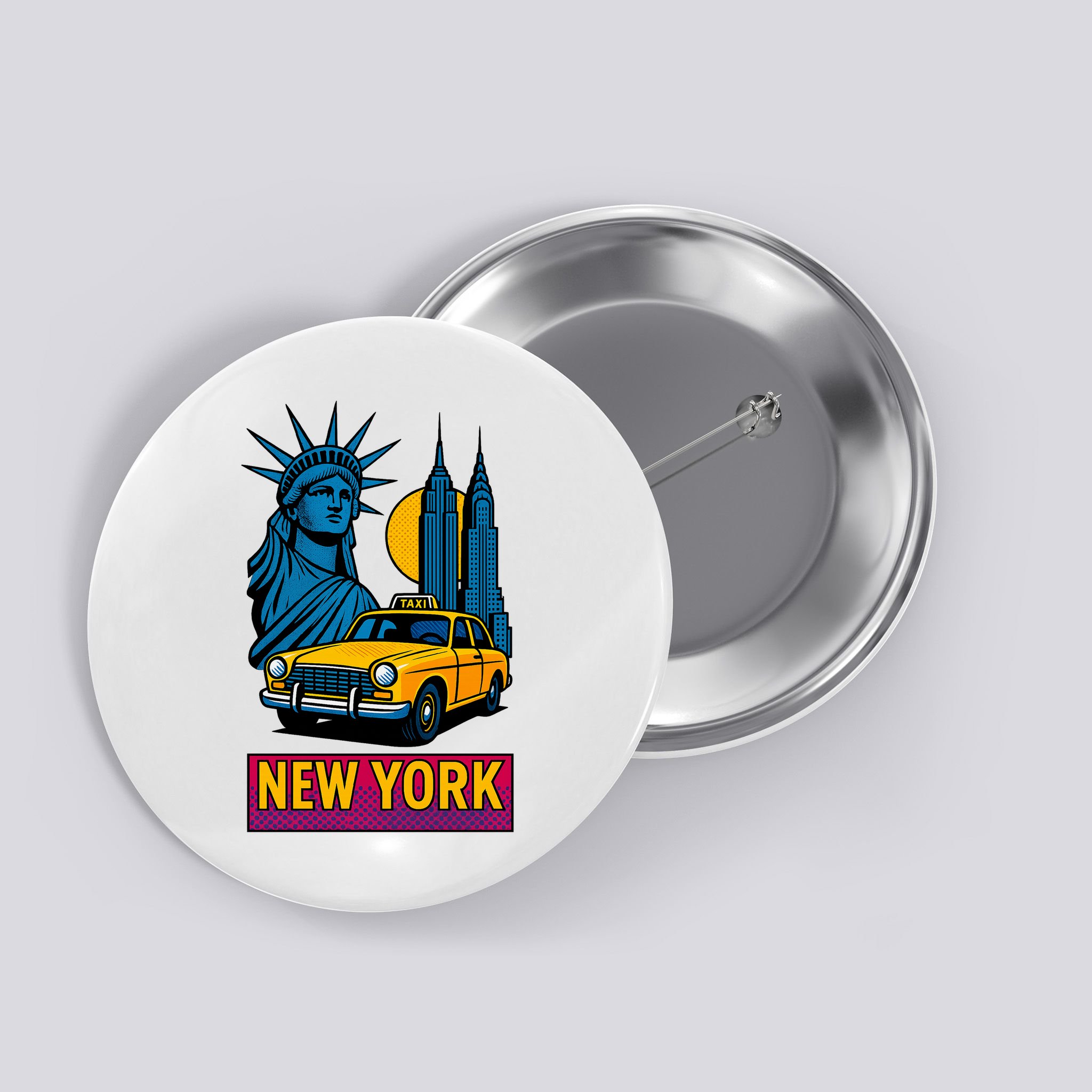New York Retro Style Button