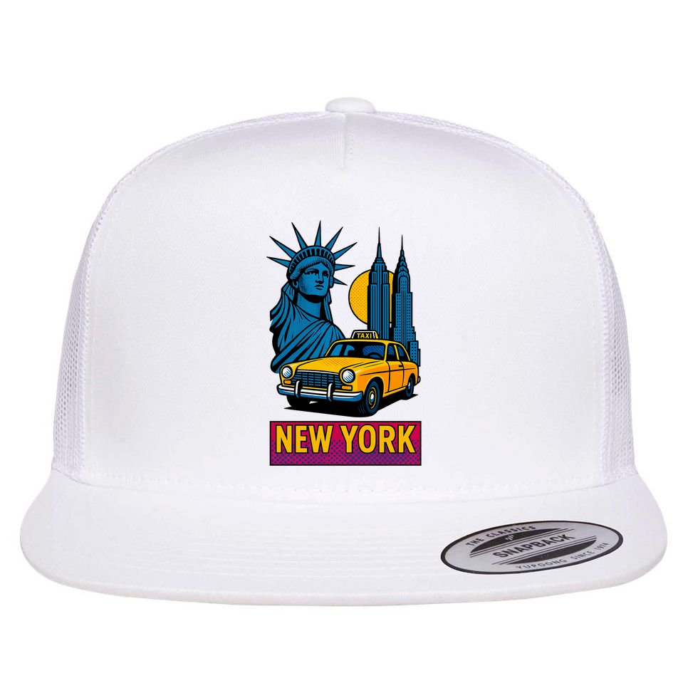 New York Retro Style Flat Bill Trucker Hat