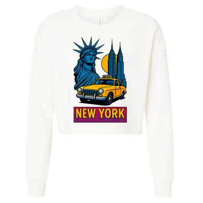 New York Retro Style Cropped Pullover Crew