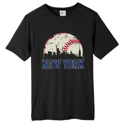 New York Retro Baseball Lover Met At Game Day Tall Fusion ChromaSoft Performance T-Shirt