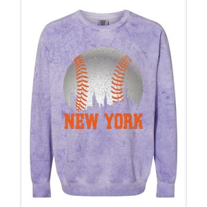 New York Retro Baseball Lover Met At Game Day Colorblast Crewneck Sweatshirt