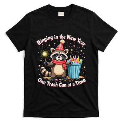 New Year Ringing New Year Raccoon Trash Can Fireworks Feral T-Shirt