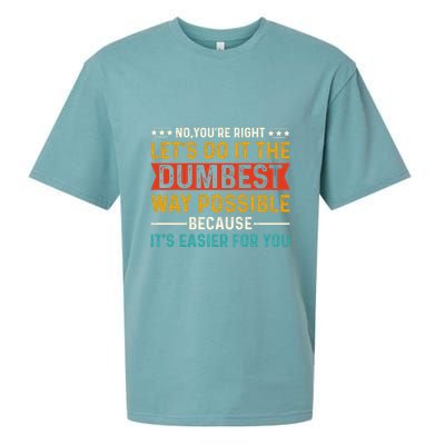 No Youre Right Lets Do It The Dumbest Way Possible Sueded Cloud Jersey T-Shirt