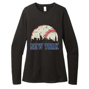 New York Retro Baseball Lover Met At Game Day Womens CVC Long Sleeve Shirt