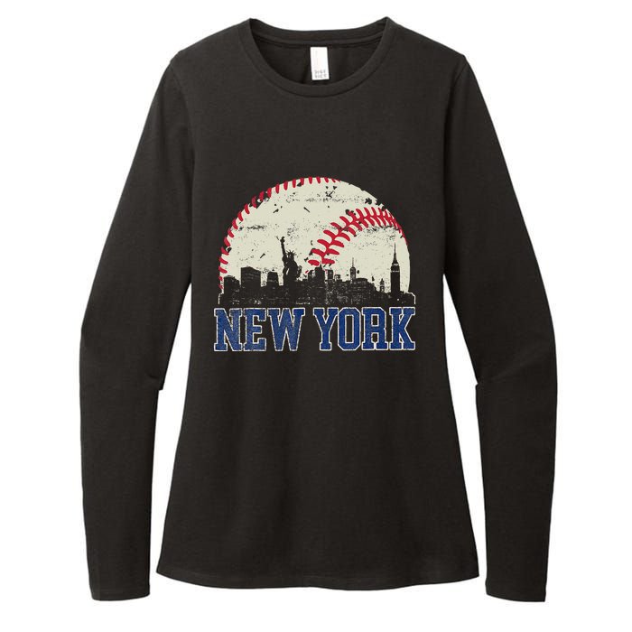 New York Retro Baseball Lover Met At Game Day Womens CVC Long Sleeve Shirt