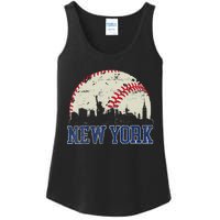 New York Retro Baseball Lover Met At Game Day Ladies Essential Tank