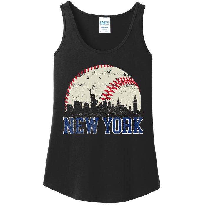 New York Retro Baseball Lover Met At Game Day Ladies Essential Tank