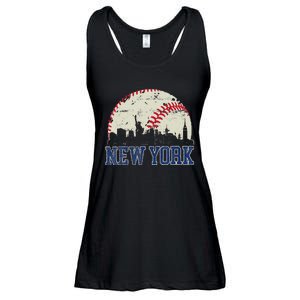 New York Retro Baseball Lover Met At Game Day Ladies Essential Flowy Tank