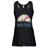 New York Retro Baseball Lover Met At Game Day Ladies Essential Flowy Tank