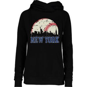 New York Retro Baseball Lover Met At Game Day Womens Funnel Neck Pullover Hood