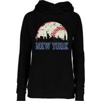 New York Retro Baseball Lover Met At Game Day Womens Funnel Neck Pullover Hood