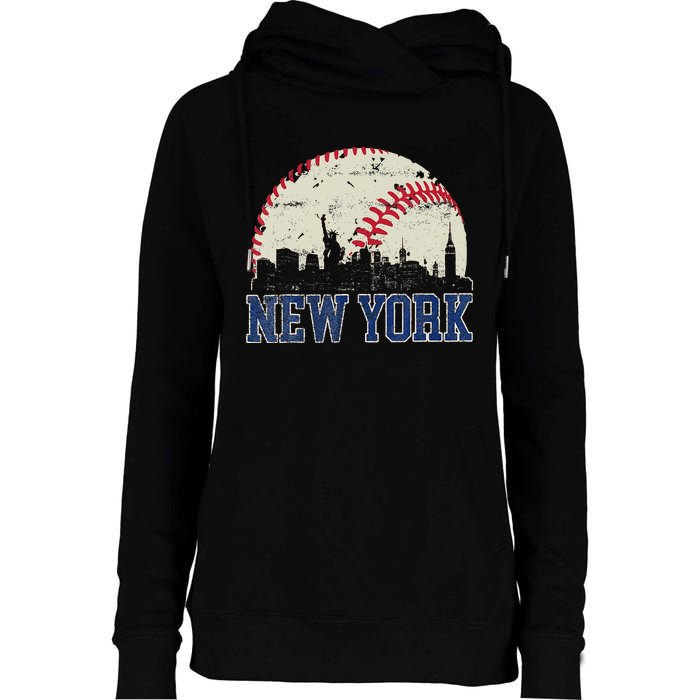 New York Retro Baseball Lover Met At Game Day Womens Funnel Neck Pullover Hood