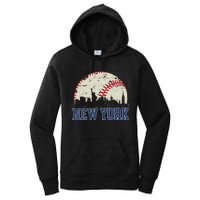 New York Retro Baseball Lover Met At Game Day Women's Pullover Hoodie