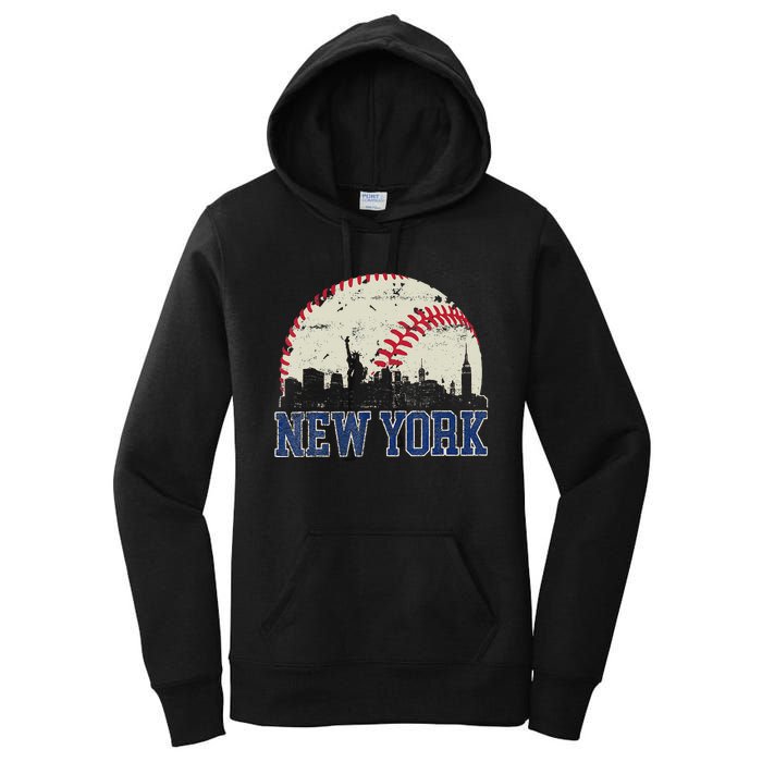 New York Retro Baseball Lover Met At Game Day Women's Pullover Hoodie