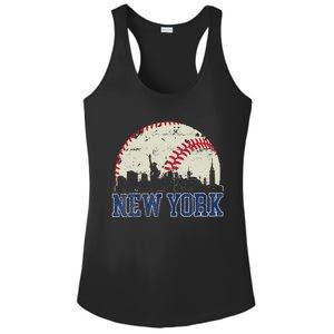 New York Retro Baseball Lover Met At Game Day Ladies PosiCharge Competitor Racerback Tank