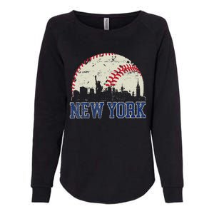 New York Retro Baseball Lover Met At Game Day Womens California Wash Sweatshirt