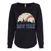 New York Retro Baseball Lover Met At Game Day Womens California Wash Sweatshirt