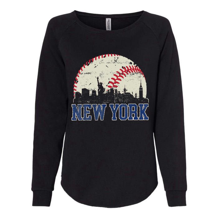 New York Retro Baseball Lover Met At Game Day Womens California Wash Sweatshirt